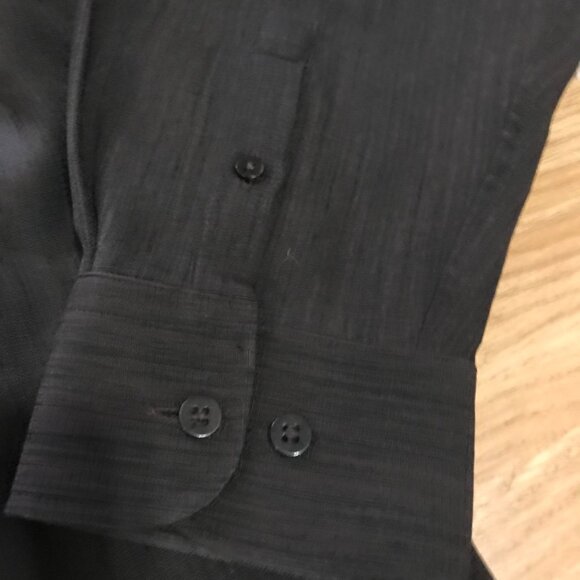 Alfred Sung Men's Black Long-Sleeve Hidden Button-Up Shirt L/G 100% Polyester - Picture 7 of 9